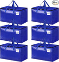 HomeHacks Moving Bags Heavy Duty with Strong Zippers and Handles Collapsible Moving Supplies, Storage Totes for Packing & Moving Storing 93L,6-Pack, Blue