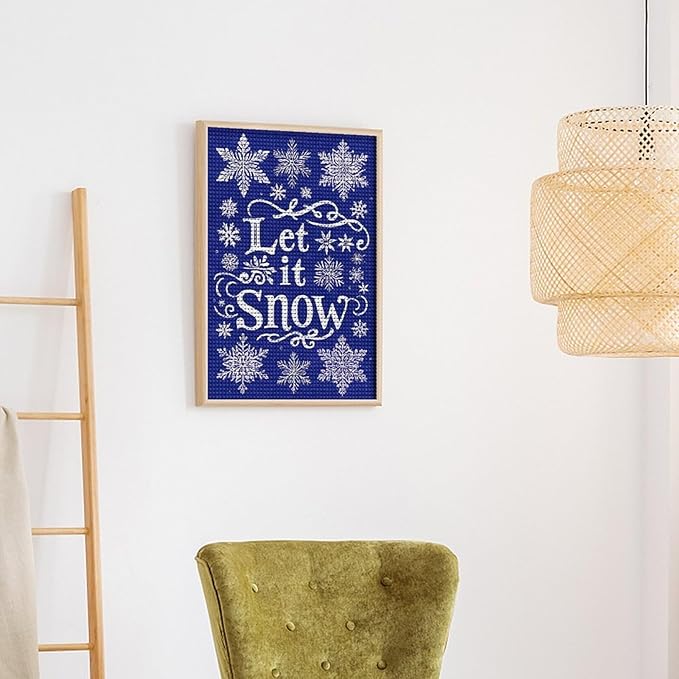 AIVKIEJK Diamond Painting Kits for Adults - Festive Snowflake Christmas Let It Snow Painting DIY 5D Full Drill Diamond Dots Paintings with Diamonds Gem Art and Crafts Home Decor 12"x16"