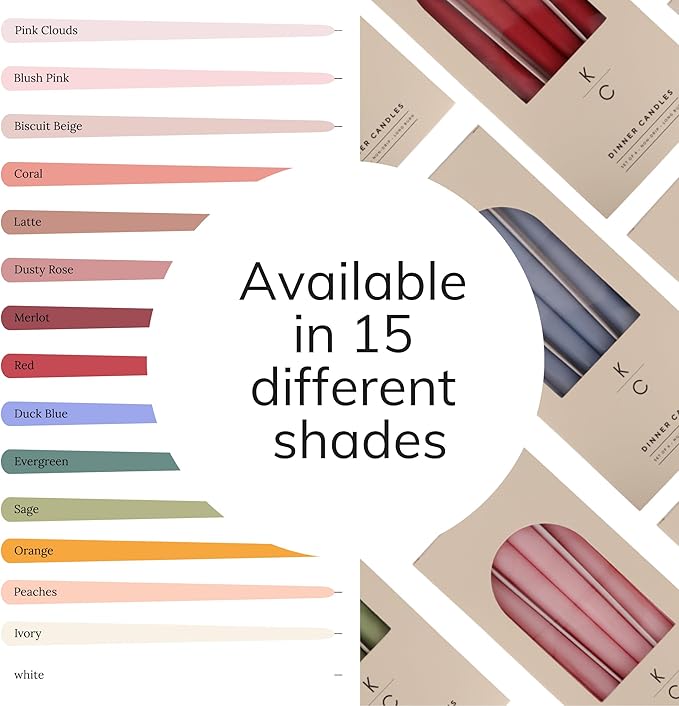 Tapered Dinner Candles - Soy & Paraffin Blend, Dinner Candles with Long-Lasting 7-Hour Burn for Stylish Homes - Candle in Curated Colors Ideal Gift for Hosts, Brides & Event Planners-Peaches