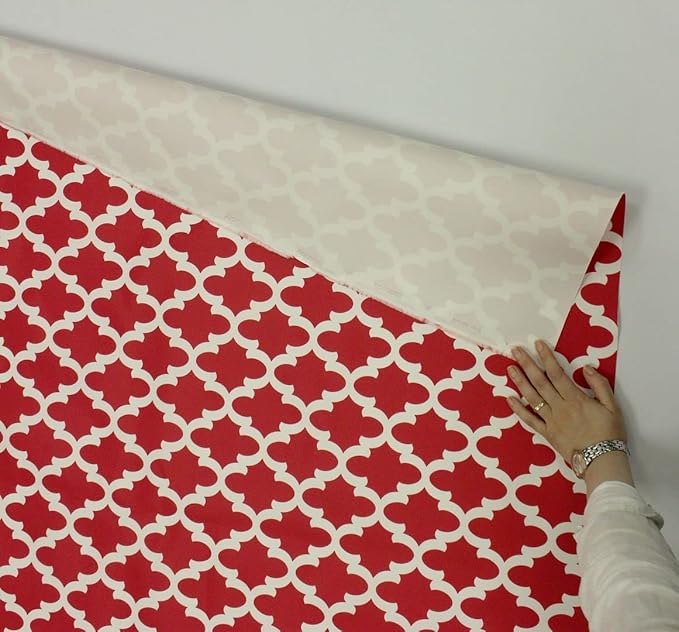 Mybecca Canvas Oxford Fabric Marine Waterproof Outdoor Awning 600 Moroccan Ogee Pattern Red/White (Cut Separate by Yard for Prime Orders-1 Yard) (60"x36")
