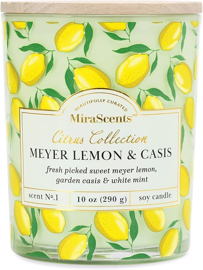 Lemon Candle,Lemon Scented Candles,Spring Summer Scented Candle for Home & Kitchen, Natural Soy Wax Candles,Candles Gift for Womens,Valentines Gift,10oz