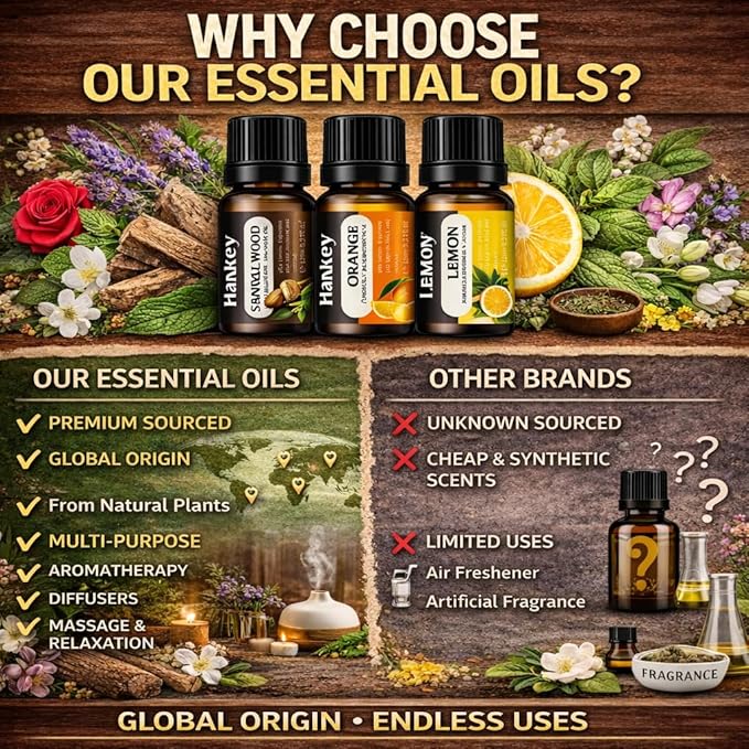 12 Pack Essential Oils Gift Set, Premium Fragrance Essential Oils for Diffuser, Air Purifier, Humidifiers, Essential Oil Scent Aromatherapy Oils for Relaxation, Travel, Sleep & Mood, 10ml / 0.34fl.oz