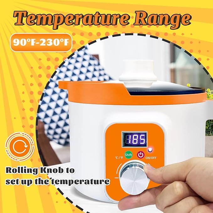 Candle Wax Melter Pot with LED Display & Precise Temperature Control, Electric Wax Melter for Candle Making with Spout for Easy Pouring, Fast Even Melting for Soy, Beeswax, Gel Wax & DIY Crafts