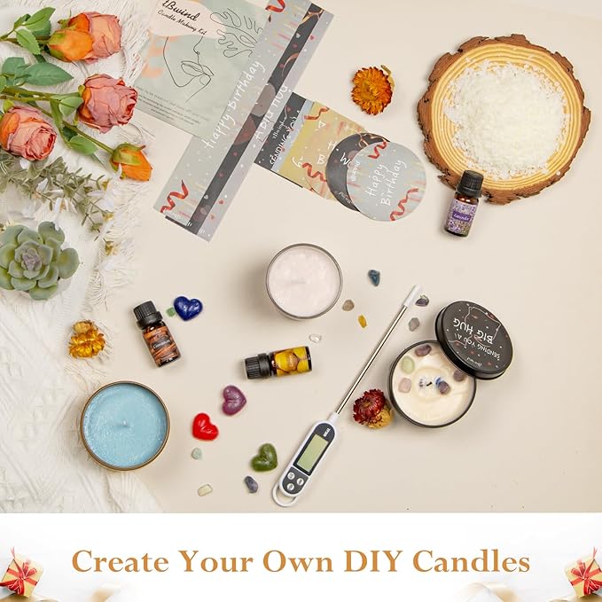 TBWIND Candle Making Kit, Soy Candle Making Supplies DIY Candle Craft Tools for Adults, Beginners with 8 Pleasant Scents, Melting Pot, Wicks, Wax, Dyes & More - DIY Starter Candle Making Kit