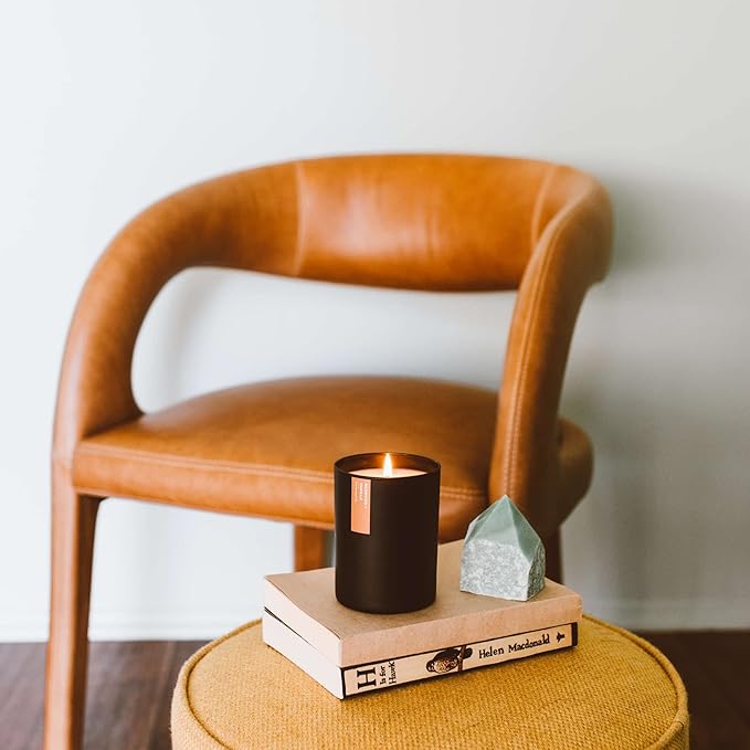 Calyan Wax Co. Redwood & Vanilla Scented Candle - 75 Hour Burn - Luxury Non Toxic Soy Wax Candles - Long Lasting Black Tumbler Jar Candle for Home - 10.2oz