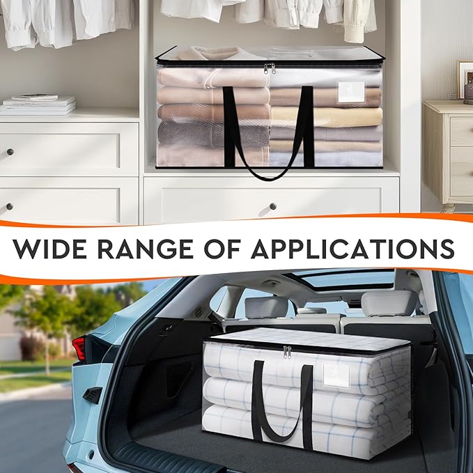 HomeHacks Clear Moving Bags Heavy Duty 2 Pack, Storage Bags with Zipper, Extra Thick Handles & Waterproof Packing Boxes for Moving, Camping, Home Organization 125L/33Gal (28.7"x16.5"x16.1")