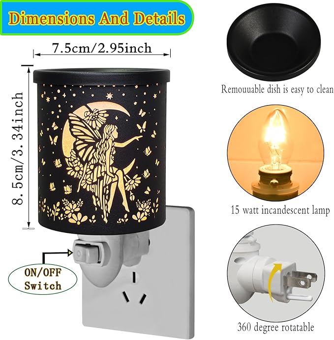 Plug in Wax Warmer Candle Wax Warmer for Scented Wax melt Warmer Electric Wax Burner Fragrance Oil Candle Warmer Office Bedroom Gift & Home Decor(Flower Fairy)