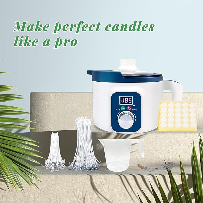 Handnatur Beeswax Candle Making Kit for Adult, 4lb Wax for Candle Making, Including Organic Beeswax with Digital Wax Melter, Cotton Wick, Wick Stickers