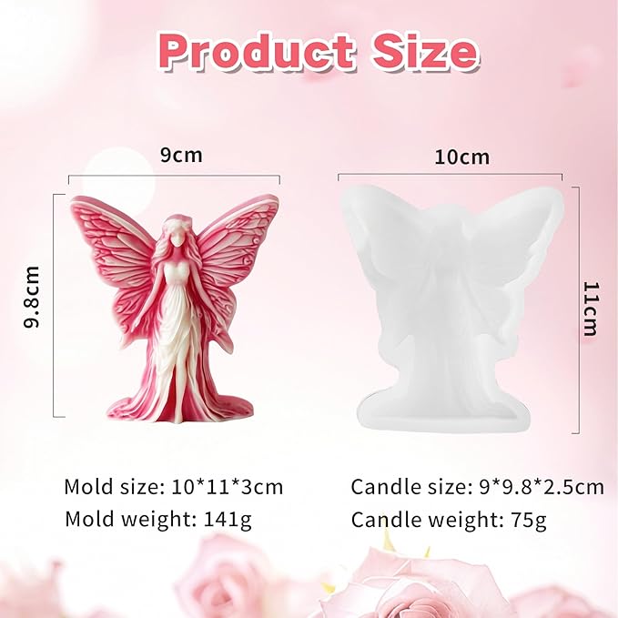 Candle Mold for Candle Making, 3DSilicone Mold for Resin Casting DIY Plaster Polymer Clay Home Decoration (Butterfly Fairy)