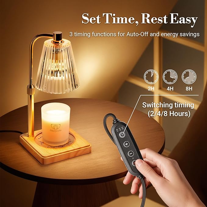 Marycele Candle Warmer Lamp with Timer, Wax Melt Warmer for Jar Candles, Christmas Birthday Gifts for Women Mom Sister Friend, House Warming Gifts for New Home Apartment Decor, Vintage Clear