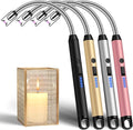 LcFun 4 Pack Candle Lighter with 360° Flexible Neck & Safety Lock, Windproof USB Rechargeable Electric Lighter, Flameless Arc Long Matches for Grill, BBQ, Camping, Fireplace, Stove