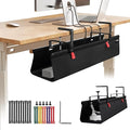 Under Desk Cable Management Tray with Clamp, No Drill 28" Cord Organizer for Desk, Desk Cable Management Fabric Tray for Standing Desks, Ideal for Home & Office - Black
