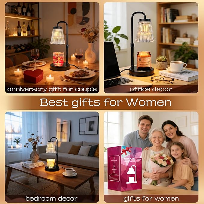 Banbanda Adjustable Candle Warmer Lamp with Timer: Birthday Valentine Galentine Gifts for Women for House Warming Gifts New Home Decor - Wax Melt Warmer for Jar Candles