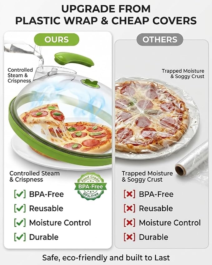 Microwave Splatter Cover Glass Microwave Cover for Food with Water Steamer with Water Steamer Integrated Handle Prevent Food from Drying Dish Bowl Plate Serving Covers Kitchen Gadgets Accessories
