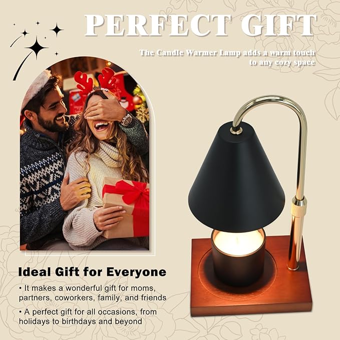 Candle Warmer Lamp Timer - Gifts for Mom, Birthday Gifts for Women, House Warming Gifts New Home Decor, Dimmable Wax Melt Warmer for Jar Candles with 2 Bulbs