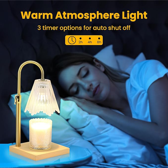 Candle Warmer Lamp with Timer - 6.3'' Dimmable Candle Lamp Warmer, Christmas Birthday Gift for Women & House Warming with Flameless Fragrance, Room Decor Gold Lamp for Mom Gifts