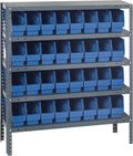 Quantum Storage Systems 1839-203BL Store More Steel Shelving Unit with 6" Shelf Bins, 18" D x 36" W x 39" H, Blue
