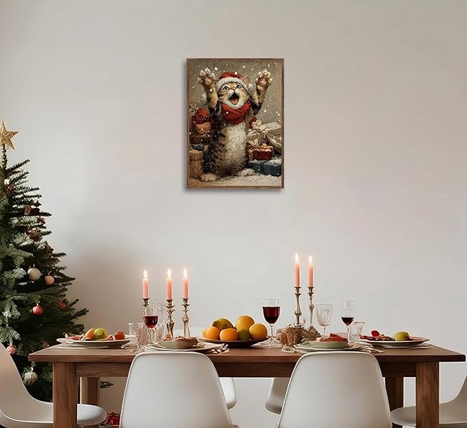 Paint by Number Kit for Adults & Kids, Christmas Cat with Gifts 16x20 Inch, DIY Acrylic Painting Kit with Brushes & Paints, Holiday Art Craft for Home Decor Unframed
