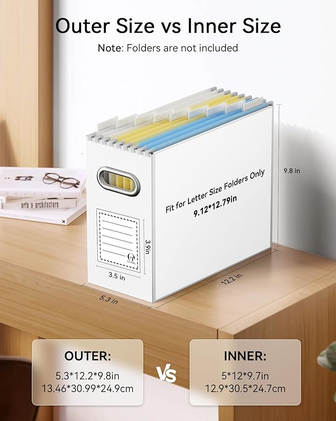 Oterri Cardboard File Organizer Box for Hanging File Folders Letter Size,File Box for Computer Desk,File Cabinet,Working Home,Office,Classroom (Colorful, Letter Size - 4 Packs)