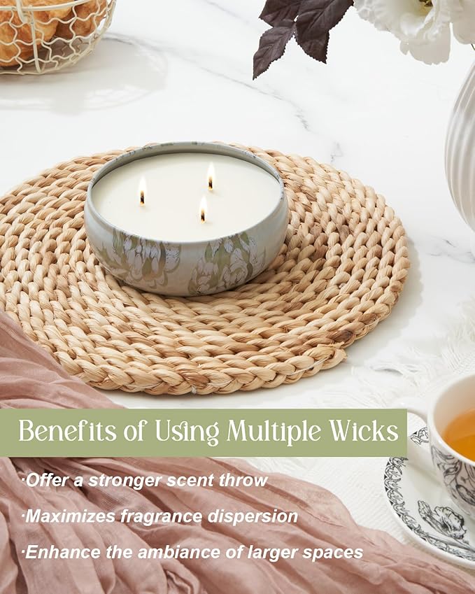 M&SENSE Wild Orchid Scented Candles, Large 3 Wick Soy Tin Candle, Over 40 Hour Burning Time, 100% Natural Vegan Wax, Relaxing Aromatherapy Aesthetic Candle Gift for Women and Men