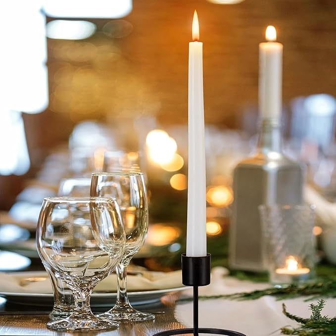 16 Pack White Taper Candles, 7-8 Hours Burn Time, Unscented, Smokeless and Dripless, 4/5 x 10 Inch for Christmas,Household,Dinner,Wedding,Valentine's Day,Party and Home Décor Candlesticks