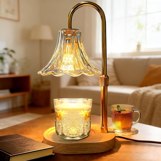 Banbanda Candle Warmer Lamp with Timer: Valentine Gifts for Women Mom, Adjustable Height, 3 Timing Mode, 4 Level Dimmable Flower Candle Warmer with 2 Bulbs for House Warming Gifts Room Decor