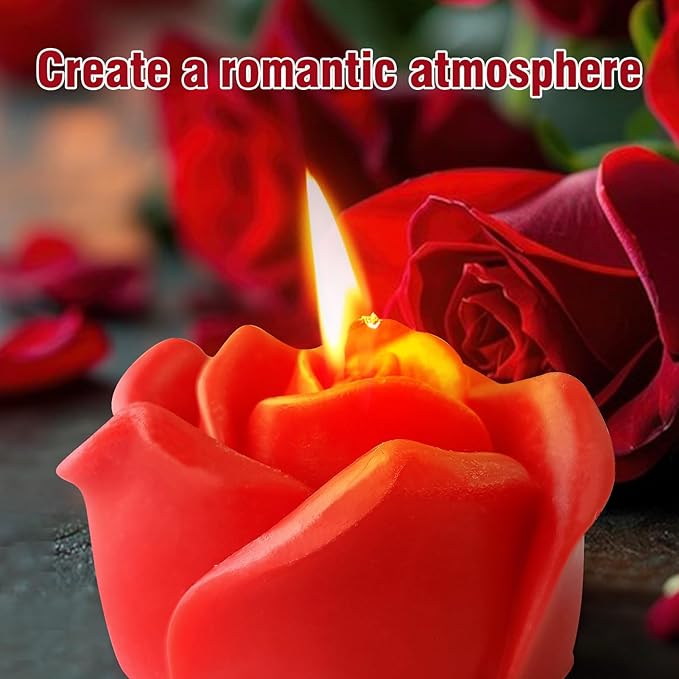 3D Rose & Heart Candle Molds, 2 Pcs Silicone Candle Molds for Candle Making,DIY Handmade Soaps, Flower Ice Cubes, Heart Chocolate, Valentine's Day Gift (Rose&Heart)