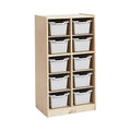 ECR4Kids 10 Cubby Tray Cabinet with Scoop Front Storage Bins, 5x2, Natural, Classroom Furniture, Light Grey