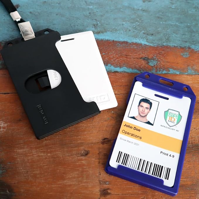 Heavy Duty 2-Sided Rigid Multi Card Holder - Hard Plastic Vertical ID Badge Holders for 2 Standard or Thick Prox Cards, Fuel Card, CAC, Work Badge by Specialist ID, Sold Individually (Clear)