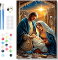 Bowetile Nativity Scene Paint by Numbers for Adults Beginners Framed, Adults' Paint-by-Number Christmas Kits on Canvas, Acrylic Number Painting Christmas Gifts for Home Wall Decor, 8x12in