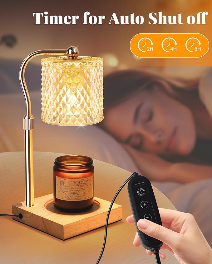 Candle Warmer Lamp with Timer Dimmer Adjustable Height, Mothers Day Gifts for Mom, Birthday Gifts for Women, House Warming New Home Decor, Electric Wax Warmer for Jar Candles, Gold