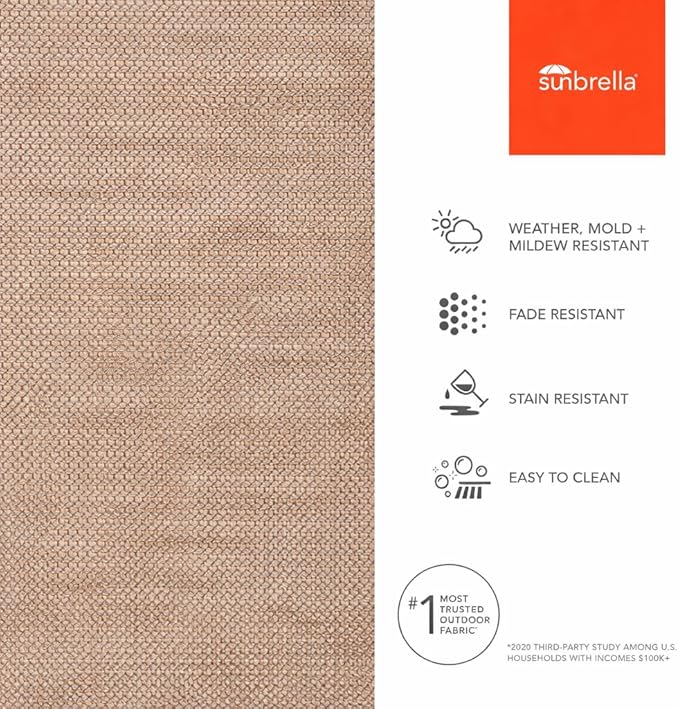 Sunbrella Outdoor Fabric by The Yard | Charmer Desert (Textured) | Official Sunbrella Seller | Indoor or Outdoor Upholstery Fabric for Chairs, Cushions, Drapery, Pillows, Furniture