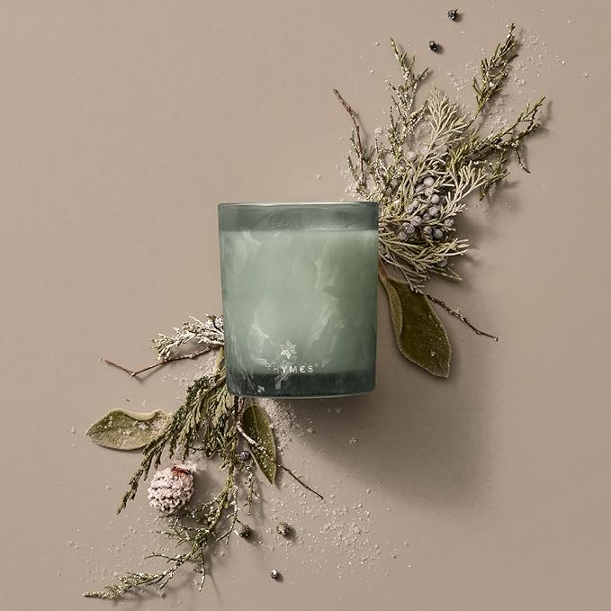 Thymes Scented Candles for Home Decor - Luxury Home Fragrance Gifts for Women & Men - Winter Candles with Crisp Notes of Sage, Eucalyptus, & Cypress Needles - Sage-Green (Highland Frost, 6.5 oz)