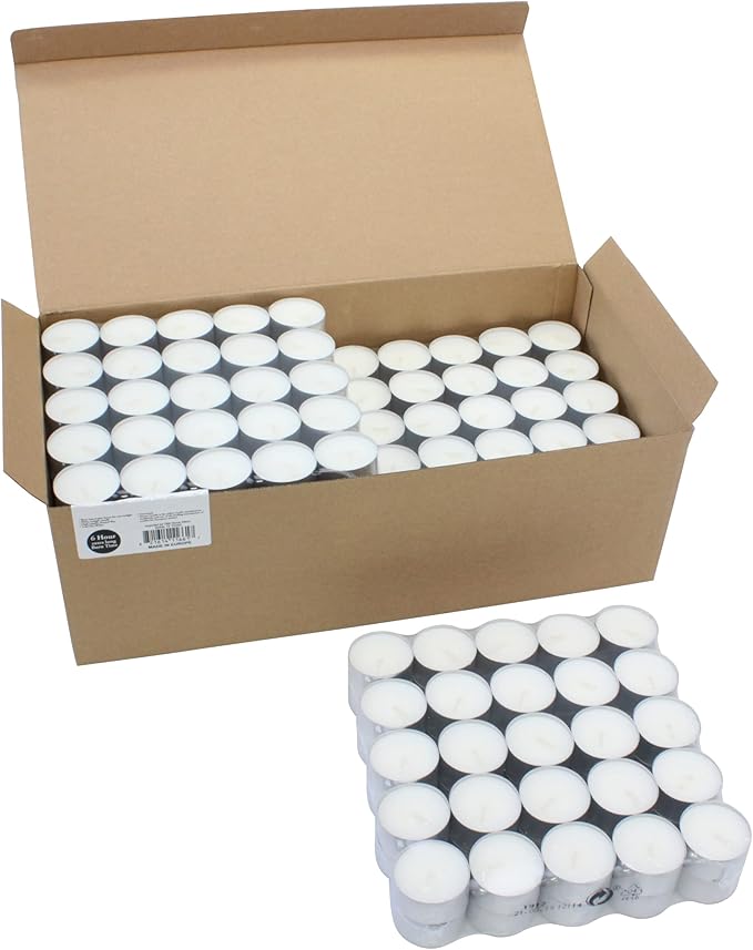 Stonebriar 300 Pack Unscented Tea Light Candles with 6-7 Hour Extended Burn Time, White, 300 Count
