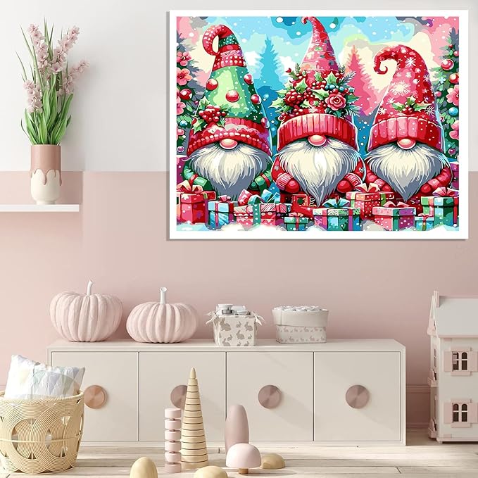 Meothan Paint by Numbers Kits for Adults Beginners- Easy Canvas Christmas Gnomes Paint by Number for Home Decor and Gifts 16X20 inch
