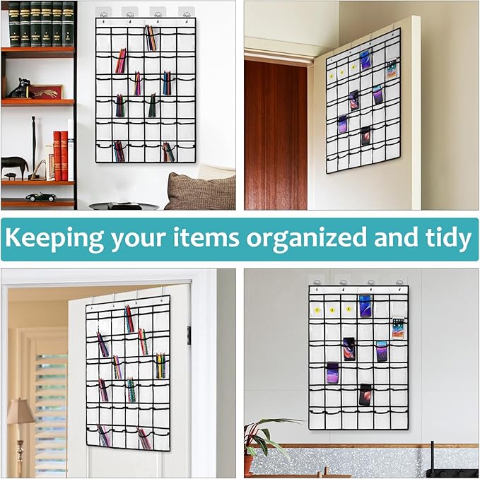 CHILDWEET Hanging Organizer Pockets Over The Door Organizer Cell Phone Holder Large Capacity PVC Storage Pocket Chart
