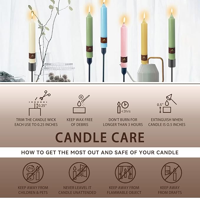 4 Pack Brown Taper Candles Sticks Unscented 9 inch Tapered Candle Dinner Smokeless Long Burning Candlesticks for Weddings Dinner Party Home Decor