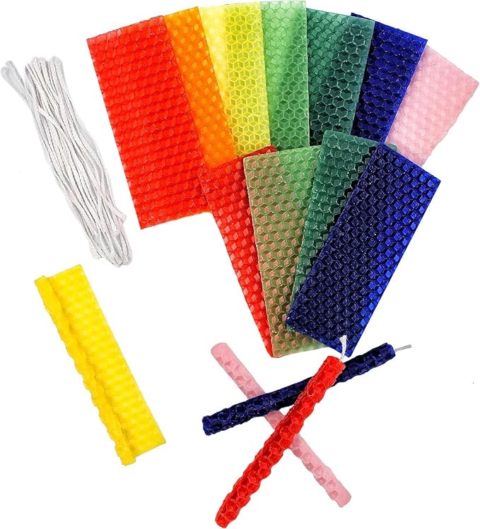 The Dreidel Company 96-Pack Make Your Own Hanukkah Beeswax Candles, Complete DIY Chanuka Candles Starter Kit DIY 96 Candles