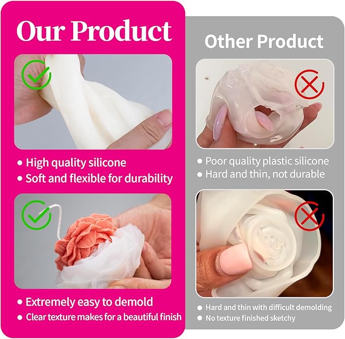 2Pcs Peony Silicone Candle Flower Wax Mold Silicone for Candles Resin Making Molds Moldes De Silicona para Hacer Velas Artesanales De Silicona,for Making Mothers Day Gifts for Mom Daughter