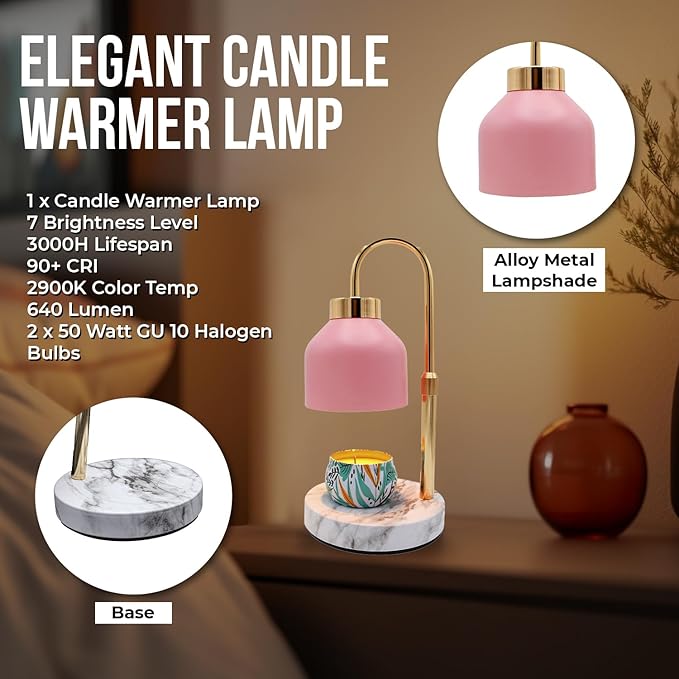 Candle Warmer Lamp with Timer & Dimmer | Adjustable Height & Brightness | Includes 2 Extra Bulbs | Wax Warmer Lamp | Christmas, Birthday & House Warming Gifts for Women, Mom for Jar Candles