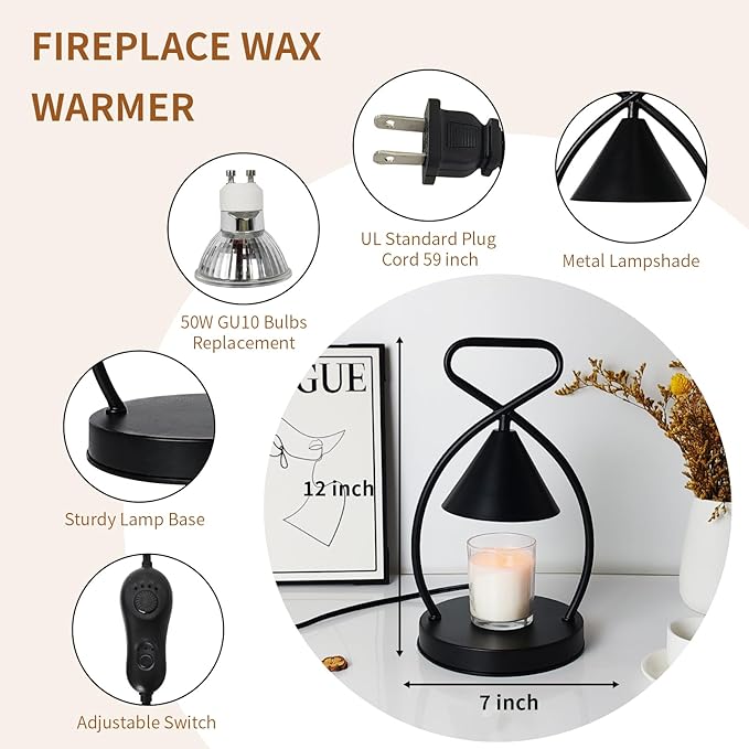 LIFFY Candle Warmer Lamp Home Decor - Dimmable Wax Melt Warmer with Timer & 2 Bulbs, Gift Ideas for Housewarming, Birthday, Bedroom