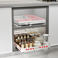 Pull Out Cabinet Organizer With Raising Pad for Framed Cabinets,Adjustable Depth(12.8"-17.5") And Width(14.8"-20.5"),Slide Out Drawers,No Drill Design,Heavy Duty Storing,White