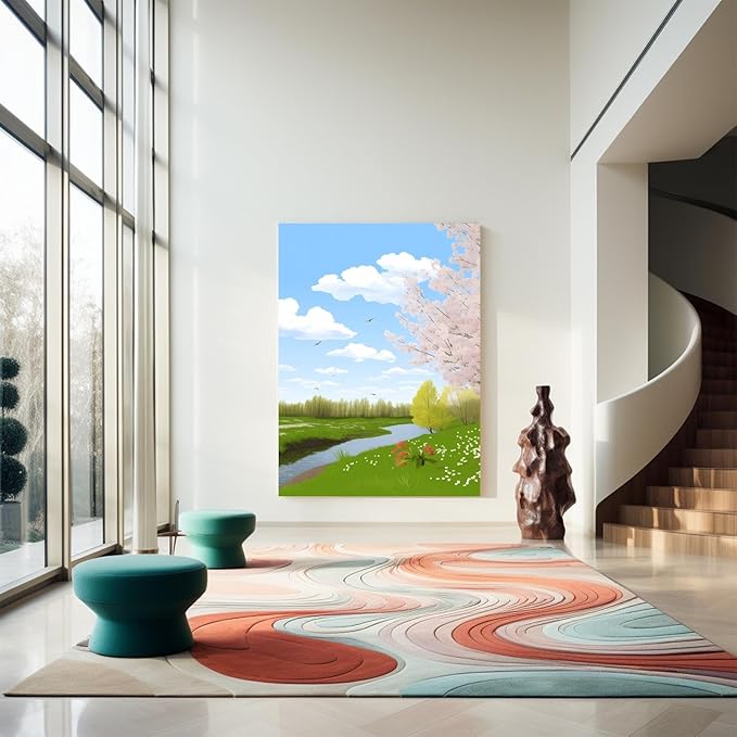 GUAIEUW Spring Grass Growing Diamond Painting Kit 5D Season Themed Diamond Painting - by Number Full Round DIY Art Painting Kit for Adults, Warm Room Decor Personalised Gift 16x24 Inch