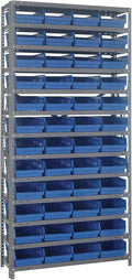 Quantum Storage Systems 1875-108BL Steel Shelving Unit with 4" Shelf Bins, 18" D x 36" W x 75" H, Blue