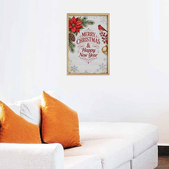 AIVKIEJK Diamond Painting Kits for Adults - Merry Christmas & Happy New Year Painting DIY 5D Full Drill Diamond Dots Paintings with Diamonds Gem Art and Crafts Home Decor 8"x12"