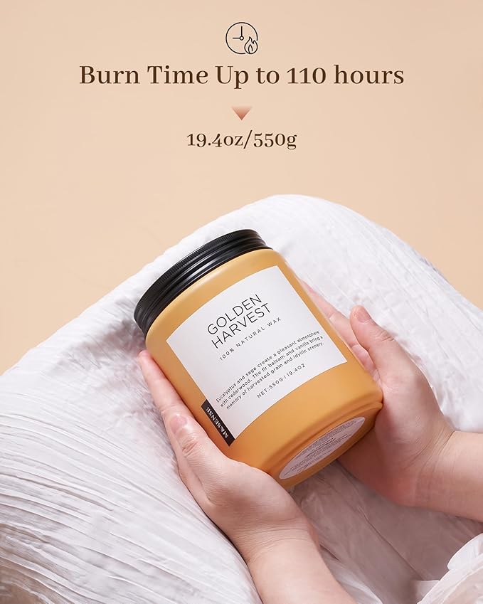 M&SENSE Fall Harvest Scented Candles, 19.4oz 110 Hours Large Natural Soy Long Lasting Slow Burning 2 Wick Scented Candle for Relaxing Stress Relief & Holiday