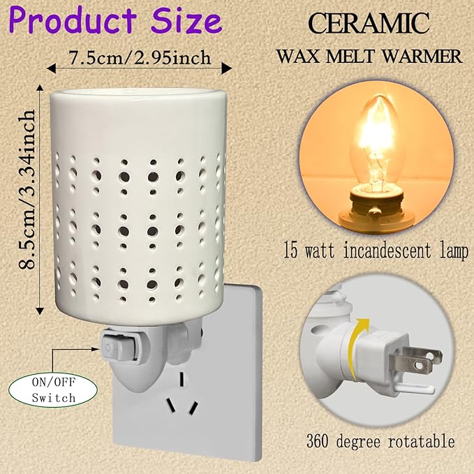 Plug in Wax Warmer for Scented Wax melt Warmer scentsy Plug in Wax melt Warmer Electric Candle Warmer Home Decor Gifts for Women(White Porcelain Small dots)