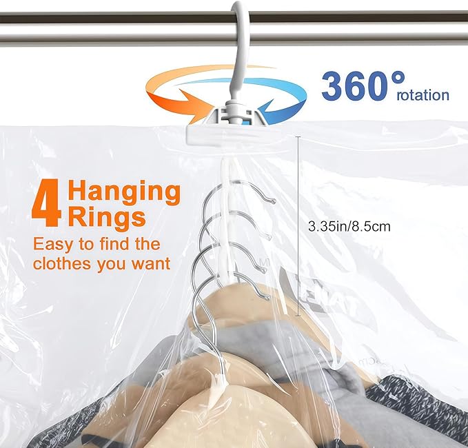 Flintronic Hanging Vacuum Storage Bags, 4pcs(2 Long 135x70CM & 2 Short 110x70CM) Vacuum Compression Zipper Storage Bags, Space Saver for Clothes, Suits, Dresses, Coats or Jackets