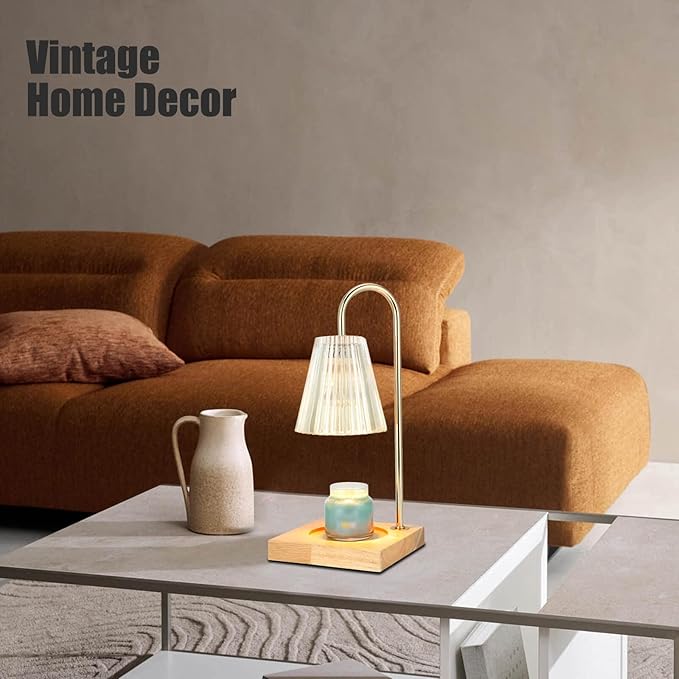 Candle Warmer Lamp with Timer, Vintage Electric Candle Lamp Warmer, Mothers Day Presents for Mom, House Warming Decor, Dimmable Candle Melter for Scented Wax, Clear
