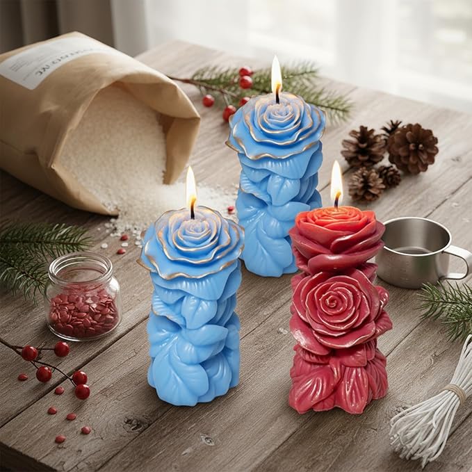 Candle Molds,Rose Pillar Candle Mold for Making Home Decor Wedding Decor Crafts Gifts,Candle Molds for Candle Making,Aromatherapy Candle Making Supplies
